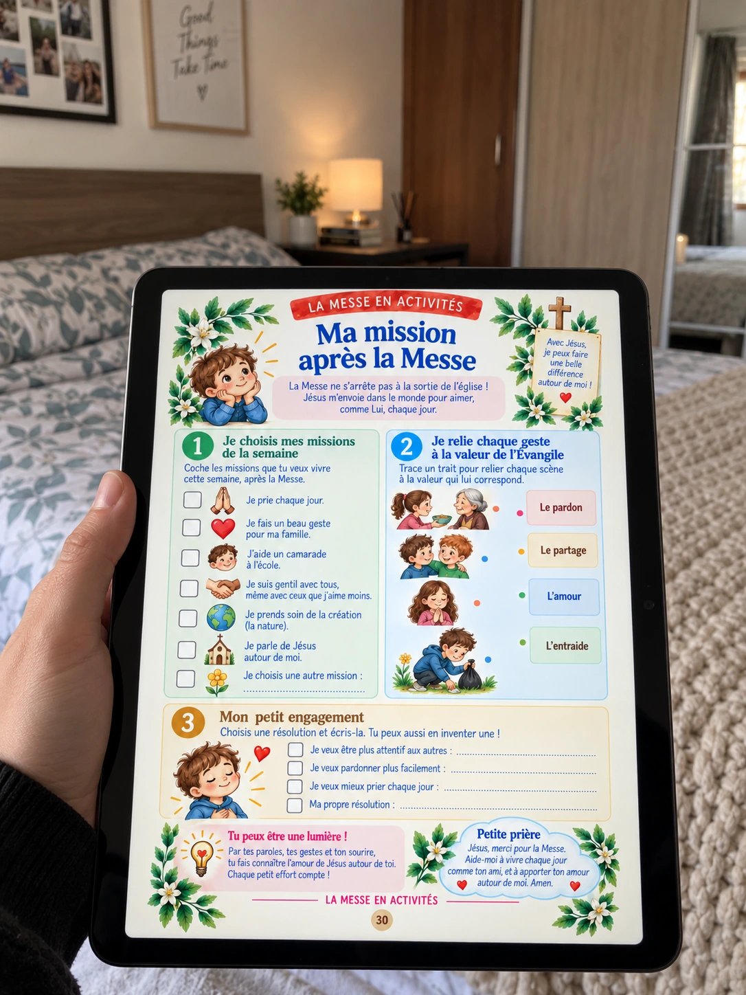 Carte de la Messe en Activités consultée sur une tablette